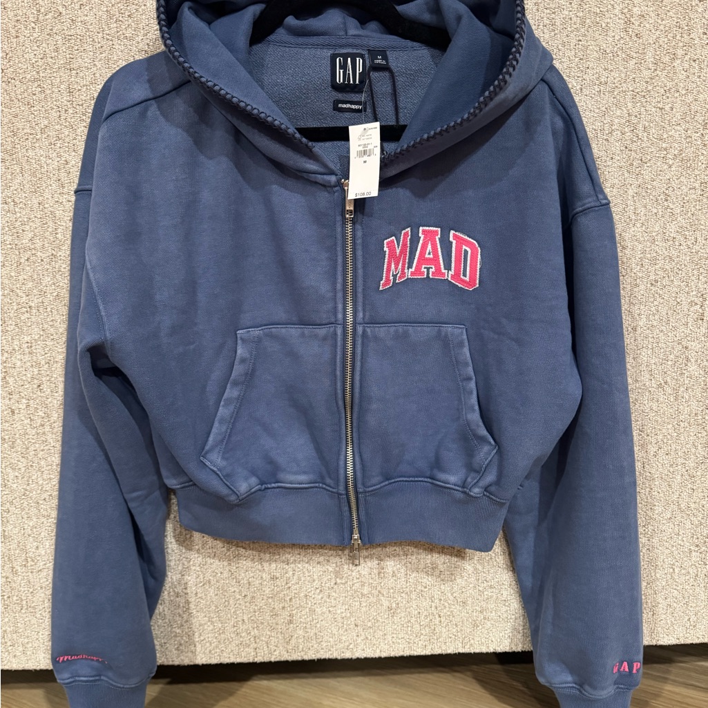 Madhappy X Gap Collab Cropped Navy Zip Up. Size Medium. Nwt.